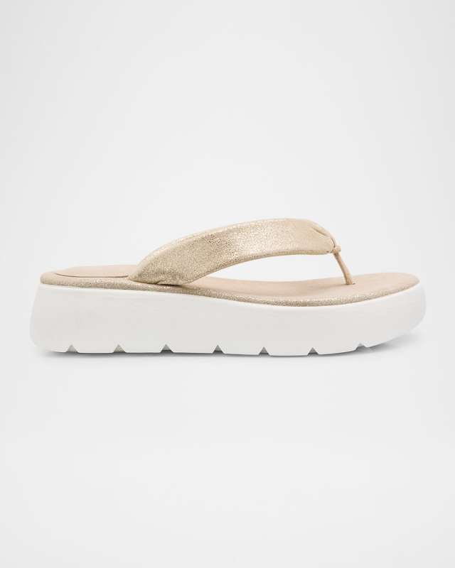 Jelly Metallic Thong Platform Sandals